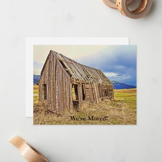 Grappige Nieuw Adres Aankondiging Rustiek (Voorkant / Achterkant in situ)