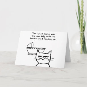 Grappige nieuwe baby Kaart - De kat is niet blij