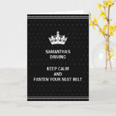 Grappige Nieuwe Bestuurder Zwarte Felicitatiekaart Kaart (Gele Bloem)