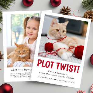 Grappige Nieuwe Kittens Familie Foto Kerstmis Feestdagenkaart
