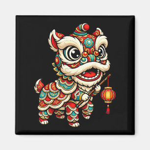 Grappige Nieuwe Leeuwendans Chinese Vuurpaard Magneet