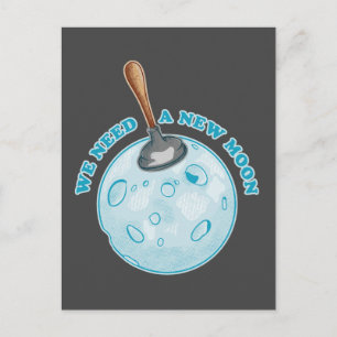 Grappige nieuwe maan astronomie briefkaart