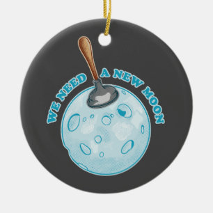 Grappige nieuwe maan astronomie keramisch ornament