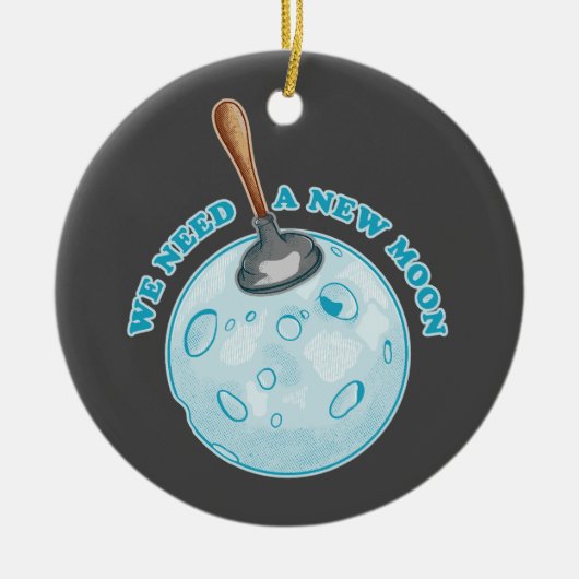 Grappige nieuwe maan astronomie keramisch ornament (Voorkant)