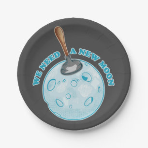 Grappige nieuwe maan astronomie papieren bordje