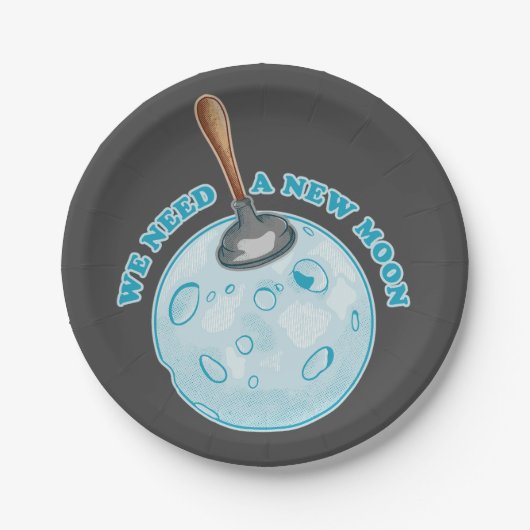 Grappige nieuwe maan astronomie papieren bordje (Voorkant)