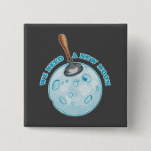 Grappige nieuwe maan astronomie vierkante button 5,1 cm (Voorkant)