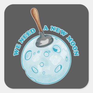 Grappige nieuwe maan astronomie vierkante sticker