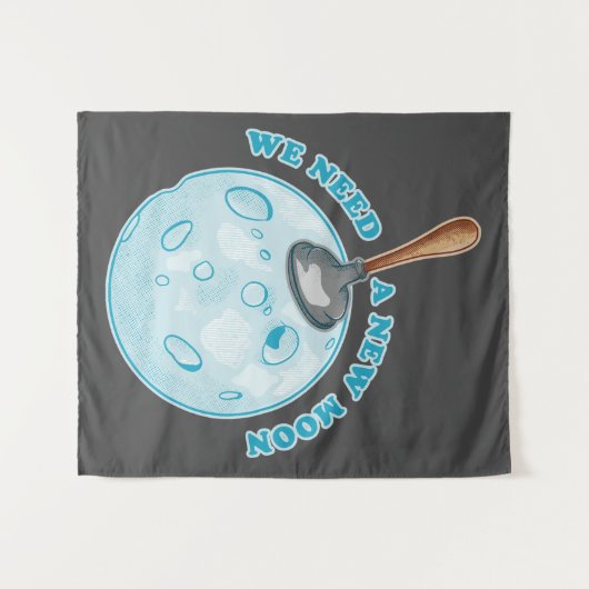 Grappige nieuwe maan astronomie wandkleed (Voorkant (horizontaal))