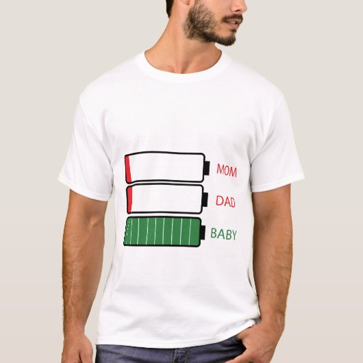Grappige Nieuwe Mam Papa Ouder Gift Baby op Batter T-shirt (Voorkant)