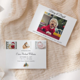 Grappige Nieuwe Ouders Kerstmis Geboorte Aankondig