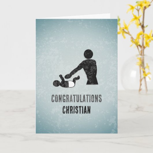 Grappige nieuwe papa - Baby verschoont vaderschap Kaart (Gele Bloem)