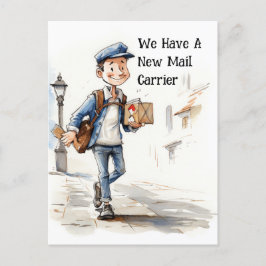 Grappige nieuwe postbode bewegende aankondiging briefkaart