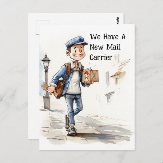 Grappige nieuwe postbode bewegende aankondiging briefkaart (Voorkant / Achterkant)