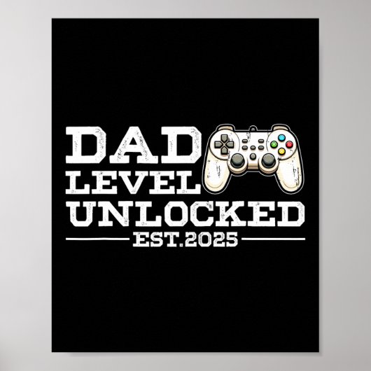 Grappige Nieuwe Vader Niveau Ontgrendeld 2025 Vide Poster (Voorkant)