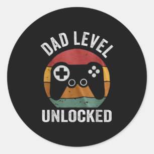 Grappige Nieuwe Vader Vader Level Ontgrendeld Dag  Ronde Sticker
