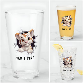 Grappige Nieuwigheid Cartoon Lieve Tijger Korte Na Glas