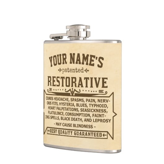 Grappige nieuwigheid gepersonaliseerde cure-all Vi Heupfles (Links)