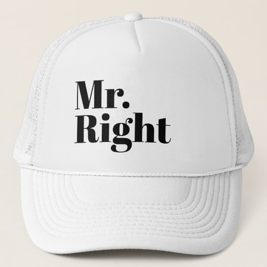 Grappige Nieuwigheid Honkbal MR. RIGHT Trucker Pet (Voorkant)