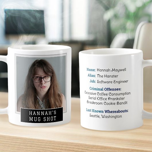 Grappige nieuwigheid Mugshot gepersonaliseerde fot Koffiemok