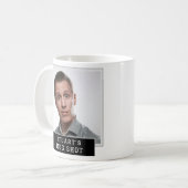 Grappige nieuwigheid Mugshot gepersonaliseerde tek Koffiemok (Voorkant links)