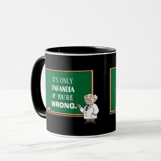 Grappige nieuwigheid paranoia samenzwering theoret mok (Voorkant links)