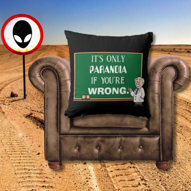 Grappige nieuwigheid paranoia samenzweringstheoret kussen (A funny throw pillow for the paranoid person or conspiracy theorist in your life! Great for mancaves)