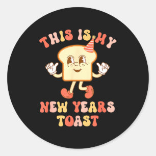 Grappige Nieuwjaars Toast Brood Pun Retro Hype Ronde Sticker