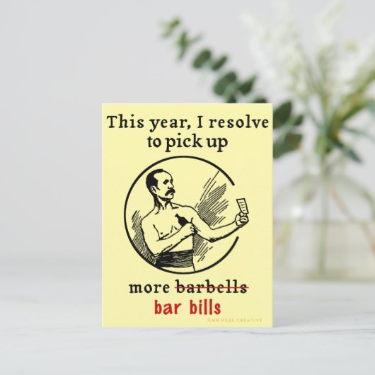 Grappige nieuwjaarsresolutie retro bierdrinker feestdagenkaart (Staand voorkant)