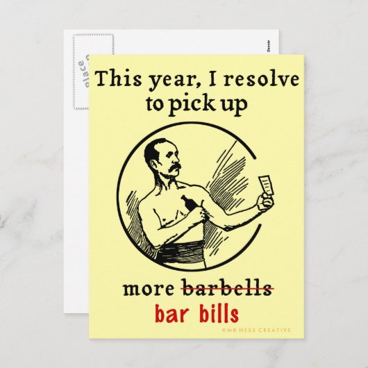 Grappige nieuwjaarsresolutie retro bierdrinker feestdagenkaart (Voorkant / Achterkant)