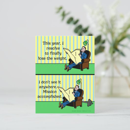 Grappige Nieuwjaarsvoornemens Retro Gewichtsverlie Feestdagenkaart (Staand voorkant)