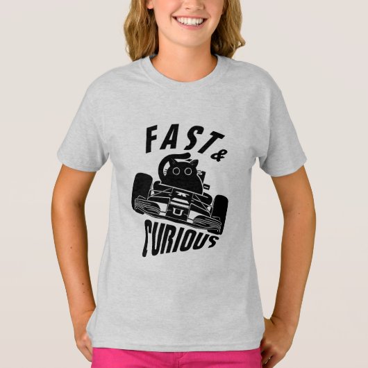 Grappige nieuwsgierige auto rijden kat t-shirt (Voorkant)