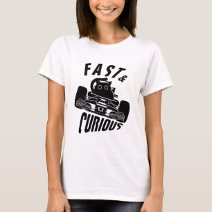 Grappige nieuwsgierige auto rijden kat t-shirt