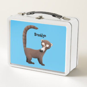 Grappige nieuwsgierige coati cartoonillustratie