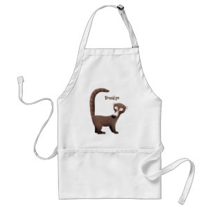 Grappige nieuwsgierige coati cartoonillustratie standaard schort