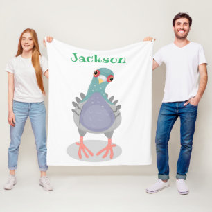 Grappige nieuwsgierige duif cartoonillustratie fleece deken