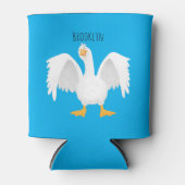 Grappige nieuwsgierige huisgans cartoon gepersonal blikjeskoeler (Voorkant)