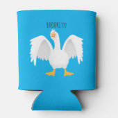 Grappige nieuwsgierige huisgans cartoon gepersonal blikjeskoeler (Achterkant)