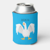 Grappige nieuwsgierige huisgans cartoon gepersonal blikjeskoeler (Blikje Achterkant)