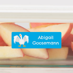 Grappige nieuwsgierige huisgans cartoon gepersonal labels