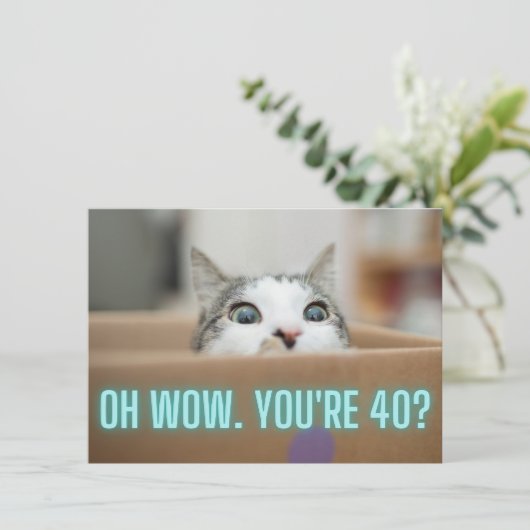Grappige Nieuwsgierige Kat 40e Verjaardag Kaart (Staand voorkant)