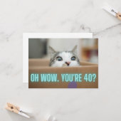 Grappige Nieuwsgierige Kat 40e Verjaardag Kaart (Voorkant / Achterkant in situ)