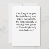 Grappige nieuwsgierige kip inchecken kaart (Achterkant)