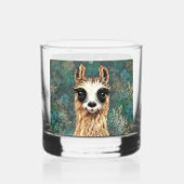 Grappige nieuwsgierige lama whisky glas (Voorkant)