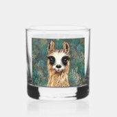 Grappige nieuwsgierige lama whisky glas (Achterkant)