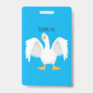 Grappige nieuwsgierige tamme gans cartoonillustrat badge