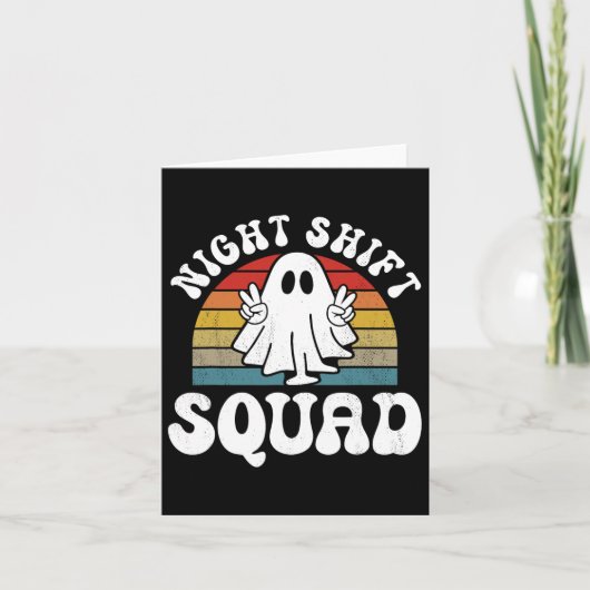 Grappige Night Shift Squad Halloween Overnight Wor Kaart (Voorkant)