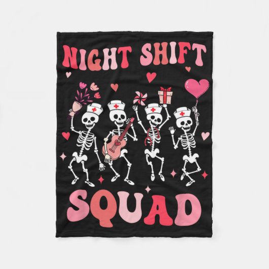 Grappige Night Shift Squad Verpleegkundigen Skelet Fleece Deken (Voorkant)