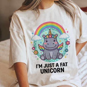 Grappige Nijlpaard Eenhoorn Vet Regenboog Magisch  Tri-Blend Shirt