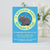 Grappige nijlpaard gepersonaliseerde cartoon kaart (Staand voorkant)